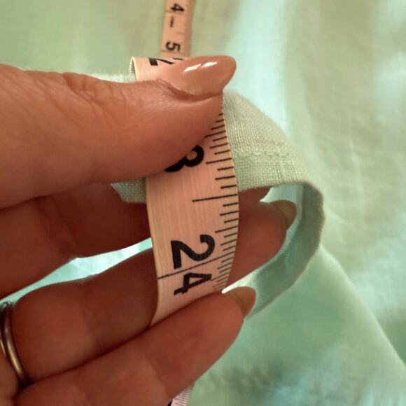 DAVID N | 100% Linen Sea Foam Green Button down 3/4 Sleeve Shirt | Medium - Picture 8 of 8